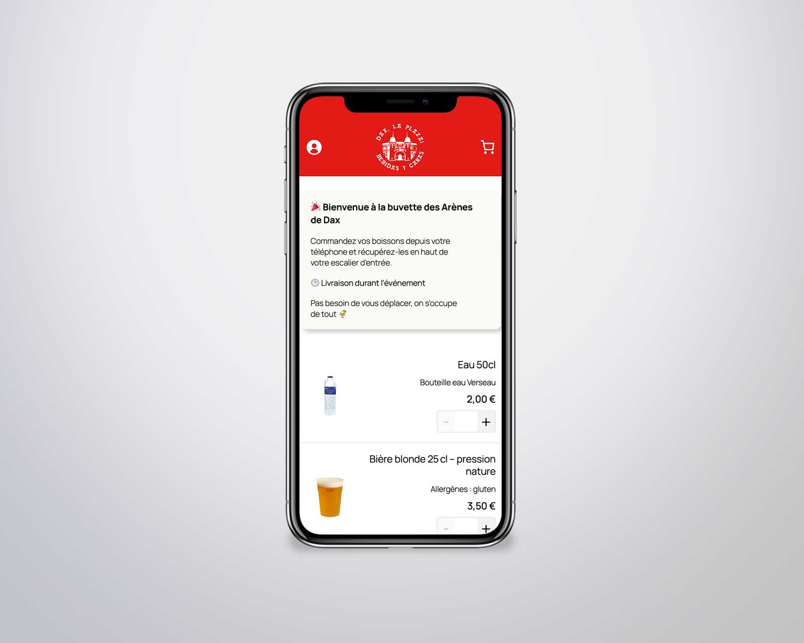 Site optimisé mobile buvette des arènes de Dax
